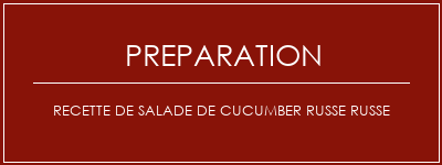 Réalisation de Recette de salade de cucumber russe russe Recette Indienne Traditionnelle