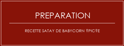 Réalisation de Recette Satay de Babycorn épicée Recette Indienne Traditionnelle