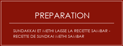 Réalisation de Sundakkai et Methi laisse la recette Sambar - Recette de Sundkai Methi Sambar Recette Indienne Traditionnelle