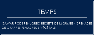 Temps de Préparation Gawar Pods Fenugrec Recette de légumes - Grenades de grappes Fenugrece végétale Recette Indienne Traditionnelle