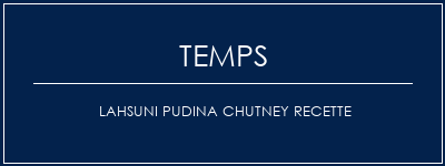 Temps de Préparation Lahsuni Pudina Chutney Recette Recette Indienne Traditionnelle