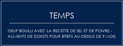 Temps de Préparation Oeuf bouilli avec la recette de sel et de poivre - Aliments de doigts pour bébés au-dessus de 9 mois Recette Indienne Traditionnelle