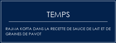 Temps de Préparation Rajma Kofta dans la recette de sauce de lait et de graines de pavot Recette Indienne Traditionnelle