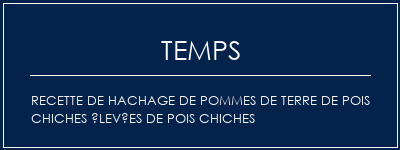 Temps de Préparation Recette de hachage de pommes de terre de pois chiches élevées de pois chiches Recette Indienne Traditionnelle