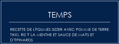 Temps de Préparation Recette de légumes Sizzer avec pomme de terre Tikki, riz à la menthe et sauce de maïs et d'épinards Recette Indienne Traditionnelle