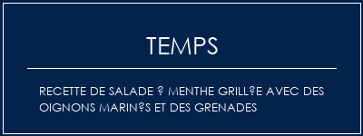 Temps de Préparation Recette de salade à menthe grillée avec des oignons marinés et des grenades Recette Indienne Traditionnelle