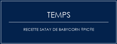 Temps de Préparation Recette Satay de Babycorn épicée Recette Indienne Traditionnelle