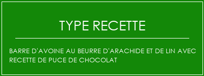 Barre d'avoine au beurre d'arachide et de lin avec recette de puce de chocolat Spécialité Recette Indienne Traditionnelle