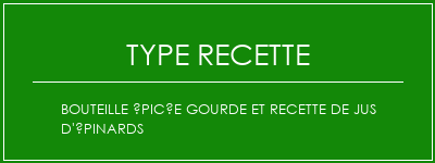 Bouteille épicée Gourde et recette de jus d'épinards Spécialité Recette Indienne Traditionnelle