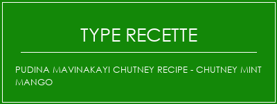 Pudina Mavinakayi Chutney Recipe - Chutney Mint Mango Spécialité Recette Indienne Traditionnelle