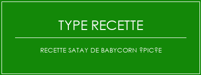 Recette Satay de Babycorn épicée Spécialité Recette Indienne Traditionnelle